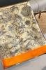Elegant Botanical Pattern Shawl with Orange Border - Classic with a Touch of Color