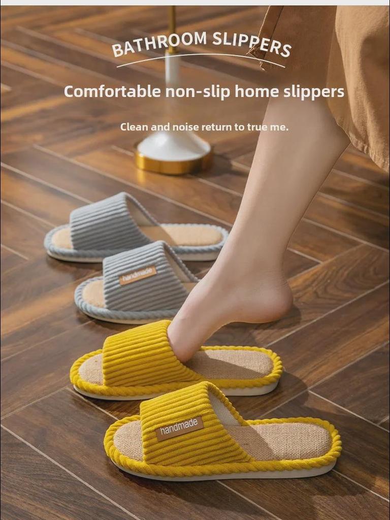 Women's Cotton Linen Home Slippers - Silent, Four Seasons, Indoor Use, Summer/Spring/Autumn.