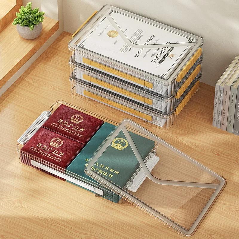 Caja De Almacenamiento De Documentos De Mascotas Transparentes Organizador De Escritorio De Plástico Simple Con Mango Y Cajones