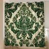 Luxurious Green Damask Floral Pattern Shower Curtain Waterproof Baroque Style Bath Liner for Bathroom Decor