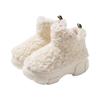 Thickened Plush Fur Warmth Household Snow Boots Cotton Women Slippers Home Boots Simple Solid Color Winter Fluffy Platform Shoes