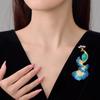 Blue Crane Brooch - Elegant Peacock Enamel Brooch - Luxurious Accent Pin