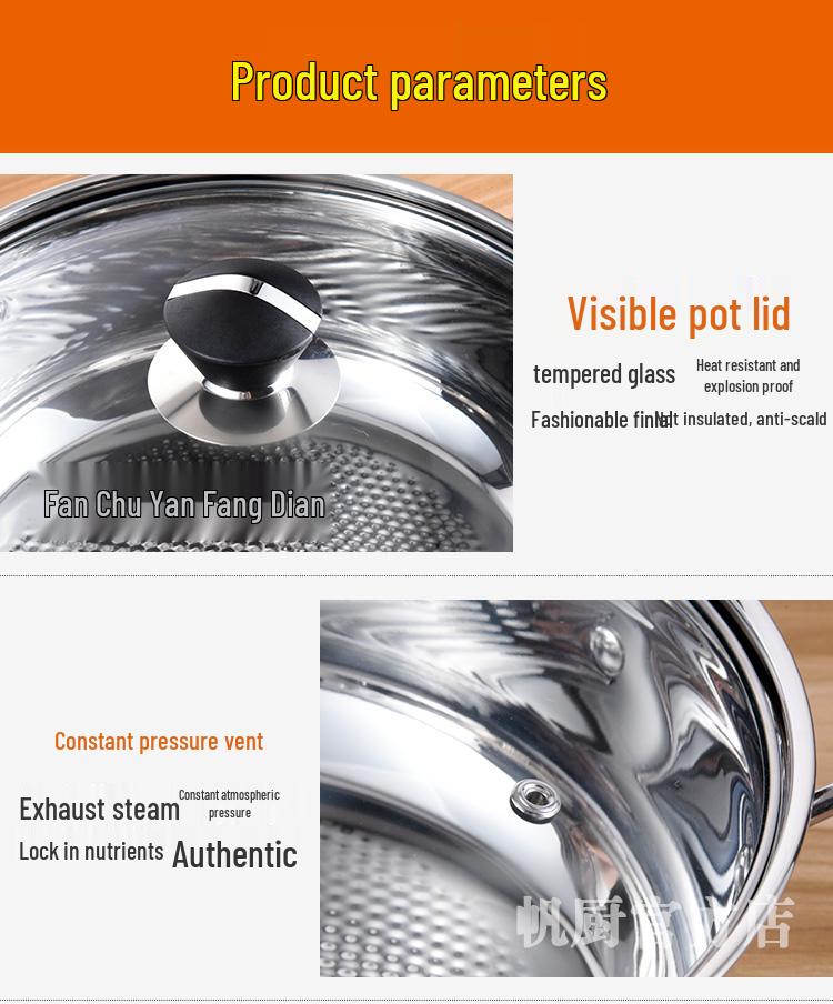 304 Stainless Steel Steamer: 1-Tier/2-Tier Thickened Pot, Single/Double-Layer, Induction-Compatible, Multi-Purpose for Steaming and Boiling.