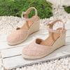 2026 Women's Hand-Woven Closed-Toe Wedge Sandals – Breathable, Comfortable High Heels