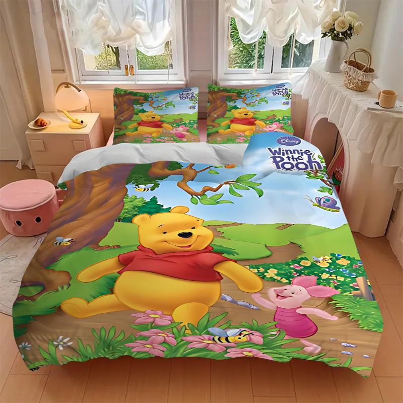 Winnie Pooh Piglet Adventure Print 3Pcs Bedding Setduvet Cover With 2 Bedropillowcase Home Birthday Gift