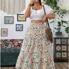 Summer New Large-size High-waisted Slimming A-line Floral Half-length Dress with Vintage Floral Print Half-length Skirt