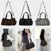 Retro Leopard Print Handbag for Women, Rivet Niche Underarm Bag, Trend Single Shoulder Crossbody Bag