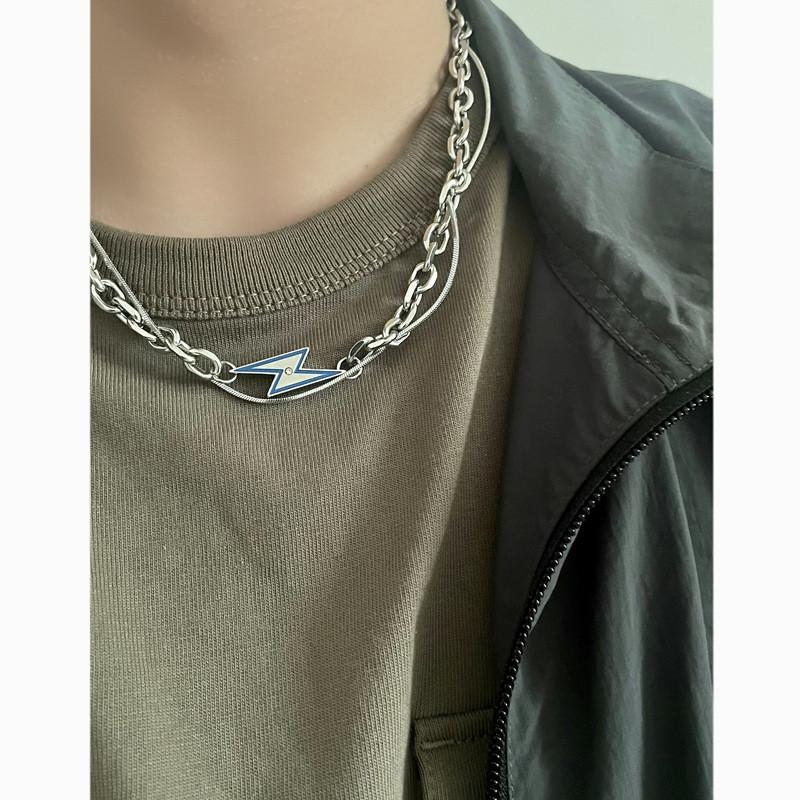 Stainless Steel Double Layer Geometric Necklace For Men And Women With Polished Finish