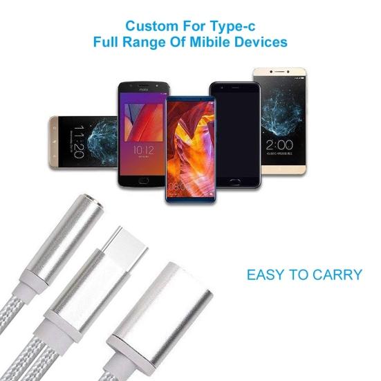 2 in 1 Type-c to 3.5mm Earphone Audio Jack Charging Cable Converter Adapter
