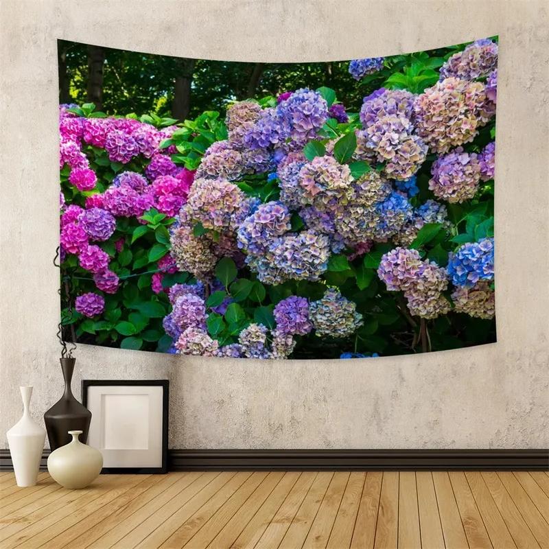 Садовый узор гортензии Гобелен Спальня Гостиная Гобелен Украшение стены дома Гобелен 100x75cm
