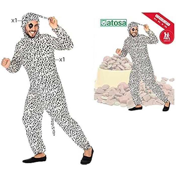 Déguisement Adulte Dalmatien - ATOSA - Combinaison Et Coiffe De Chien De Dessin Animé - Noir - Blanc - Polyester