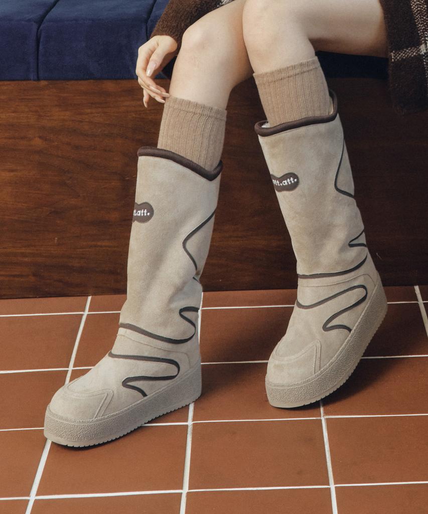 Att Wave Stitch Fur Mid Boots (Att4001)