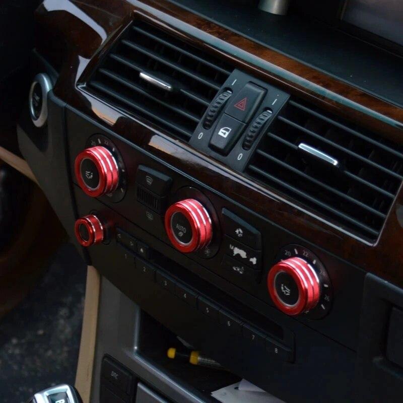 Aluminium Alloy Car Center Console Air Conditioning Volume Knob Decoration Cover For BMW 5 Series E60 530 520 523 525 2008-2010