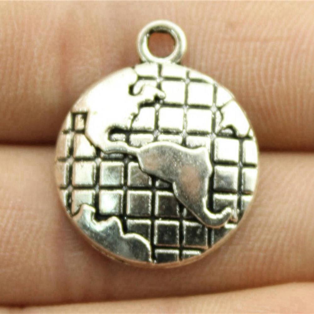 Travel Map Charms Pendant Women Jewelry Massive Bohemian Art Supplies