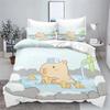 Cartoon Capybara 3D Printed Bedding Set Children's Duvet Cover Pillow Case Set Anime Polyester Cute Cartoon Home Decoration