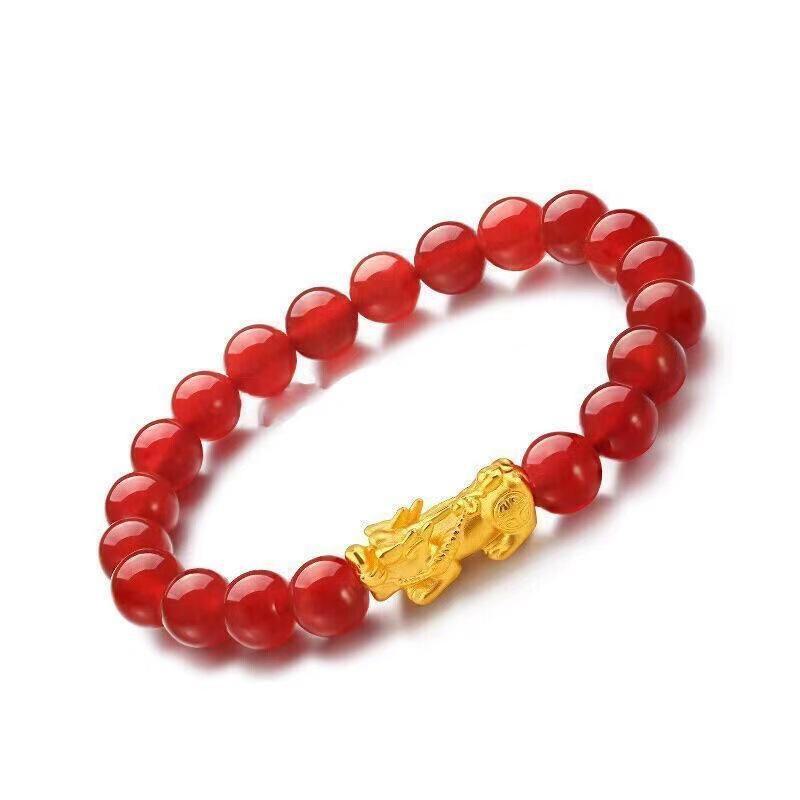 Gold-Plated Alloy Pixiu Couple Bracelets for Men & Women - Exquisite Buddhist Bead Jewelry Gifts