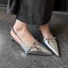 2025 Spring New Women Pointed Toe Sandal Shoes Fashion Shallow Slip On Ladies Elegant Slingback Shoes Thin Low Heel Pumps