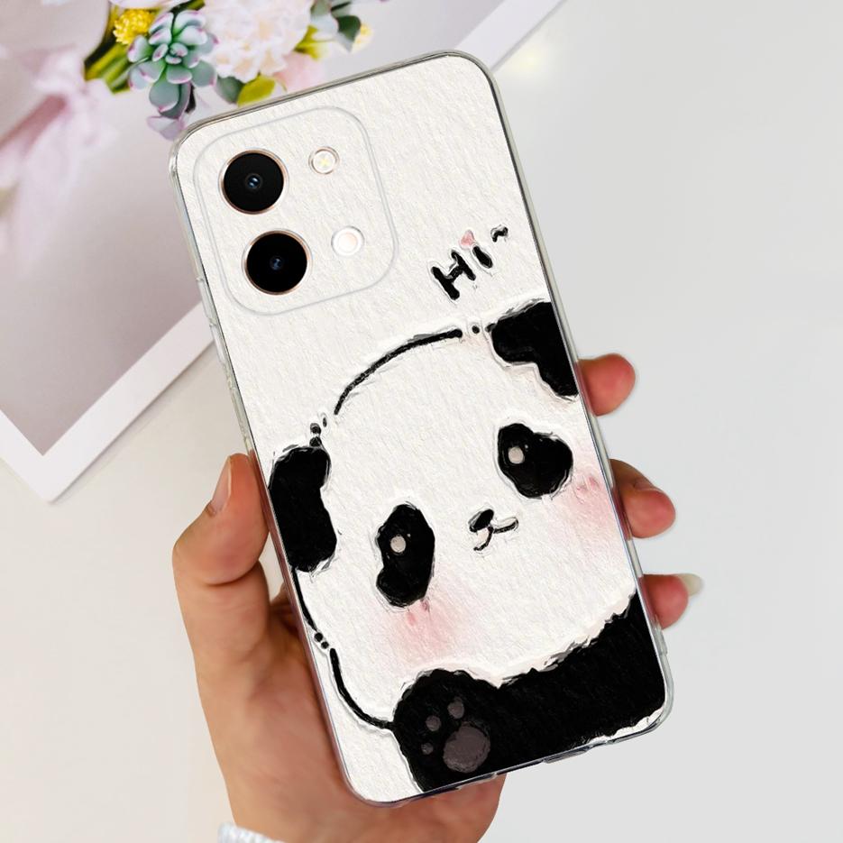 For Vivo Y28 4G Case V2352 Cute Cat Panda Painted Cover Soft Silicone Phone Case For Vivo Y28 Y 28 VivoY28 4G Funda 6.68'' Coque