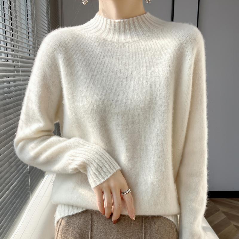 Women's Cashmere Sweater Qinghe Cashmere 30% Cashmere 70% Wool Women's Autumn and Winter Cashmere Pullover Soft and Warm