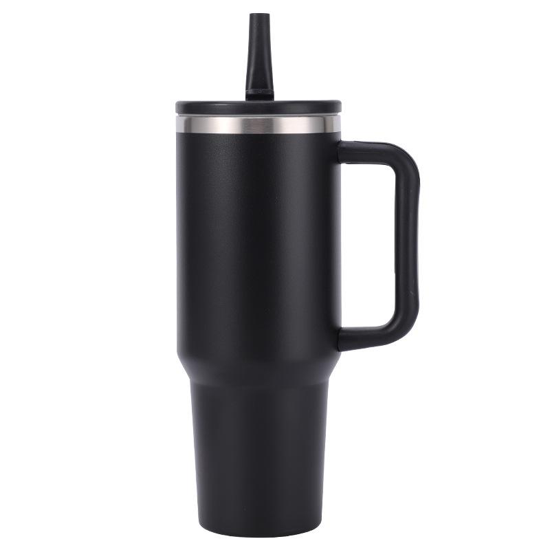 1200ml Handled Tumbler 304 Stainless Steel Double Wall Vacuum Insulated Water Cup Straw Lid Ice Coffee Beer Mug