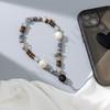 New Bohemian holiday style natural gravel mobile phone chain personalized niche crystal pearl mobile phone lanyard