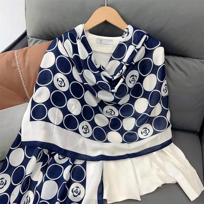 New Cotton Linen Scarf Versatile Printing Long Scarf Spring Autumn Korean Style Shawl Outerwear Warm Fashionable Women'S