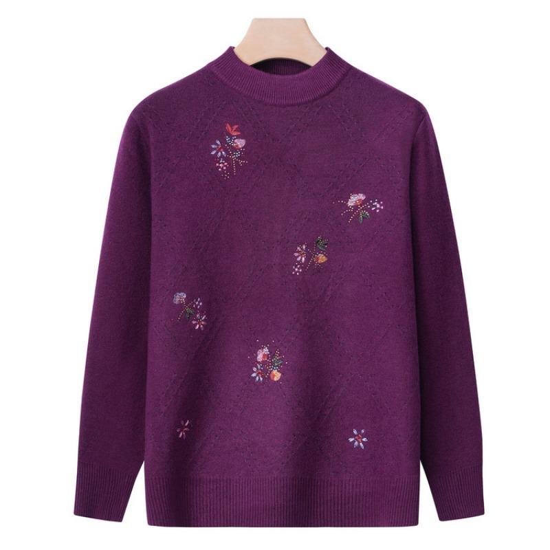 Grandma autumn women's top middle old man winter knitted sweater mother base clothes year 0 old lady sweater