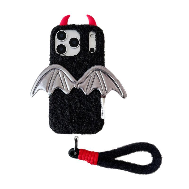 3D Plush Devil Horn Wings Case for iPhone 17/16 Pro Max/15/14 - Women's Edition