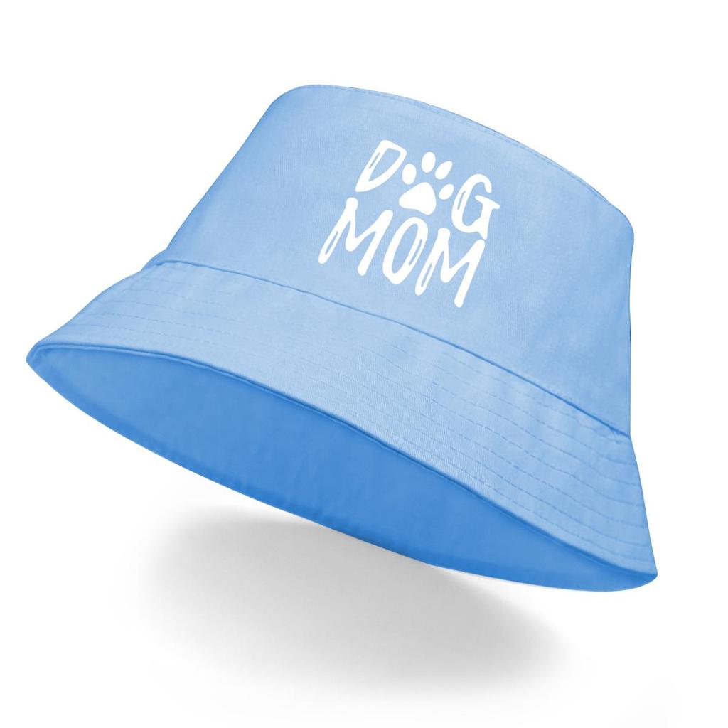 DOG MOM" Print Bucket Hat , White Dog Paw Men's Cap Simple Trendy Fashion Fishing Hat