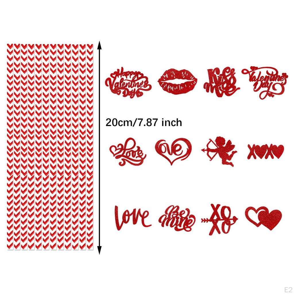 24 Pieces Valentines Day Paper Straws Valentine Decorations for Bar Carnival