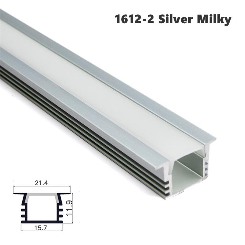 0.5m/1m 1612 LED Aluminum Profile YW Style Recessed Black Silver Channel Indoor Decoration Linear Strip Lights Cabinet Bar Lamp