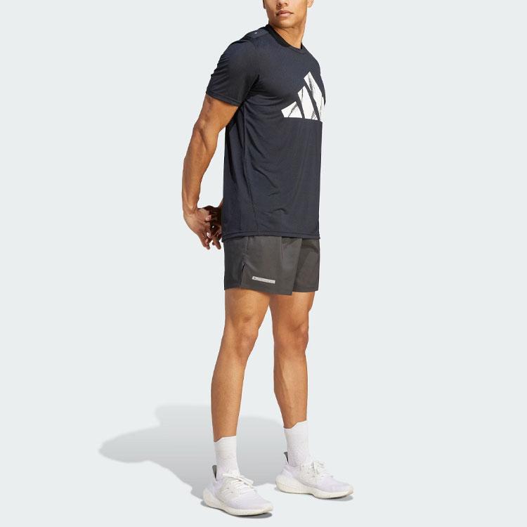 Adidas Brand Love Logo Print Running T-Shirt Men Tops Black HZ4512