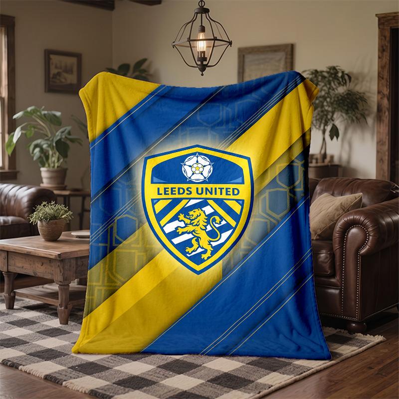 Leeds United Theme Fleece Blanket Cozy Soft Plush Blanket For Bedroom Couch Travel