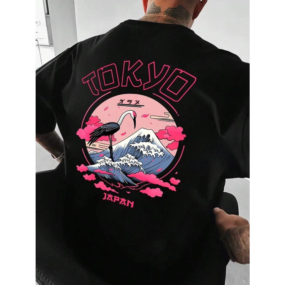 Pánské bavlněné tričko Tokio Luxusní značka Móda Nadměrná velikost Top Ležérní Krátký rukáv Streetwear Klasický potisk Novinka Tričko S-4XL