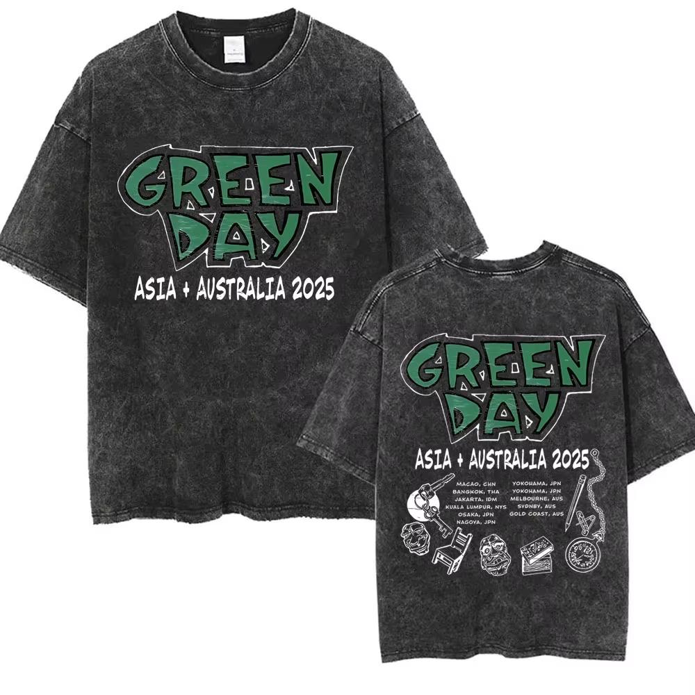 Washed Vintage Punk Band Green Day Kerplunk Graphic Tshirts Mens Women Gothic Rock Retro T Shirts Mens S Oversized Tshirts