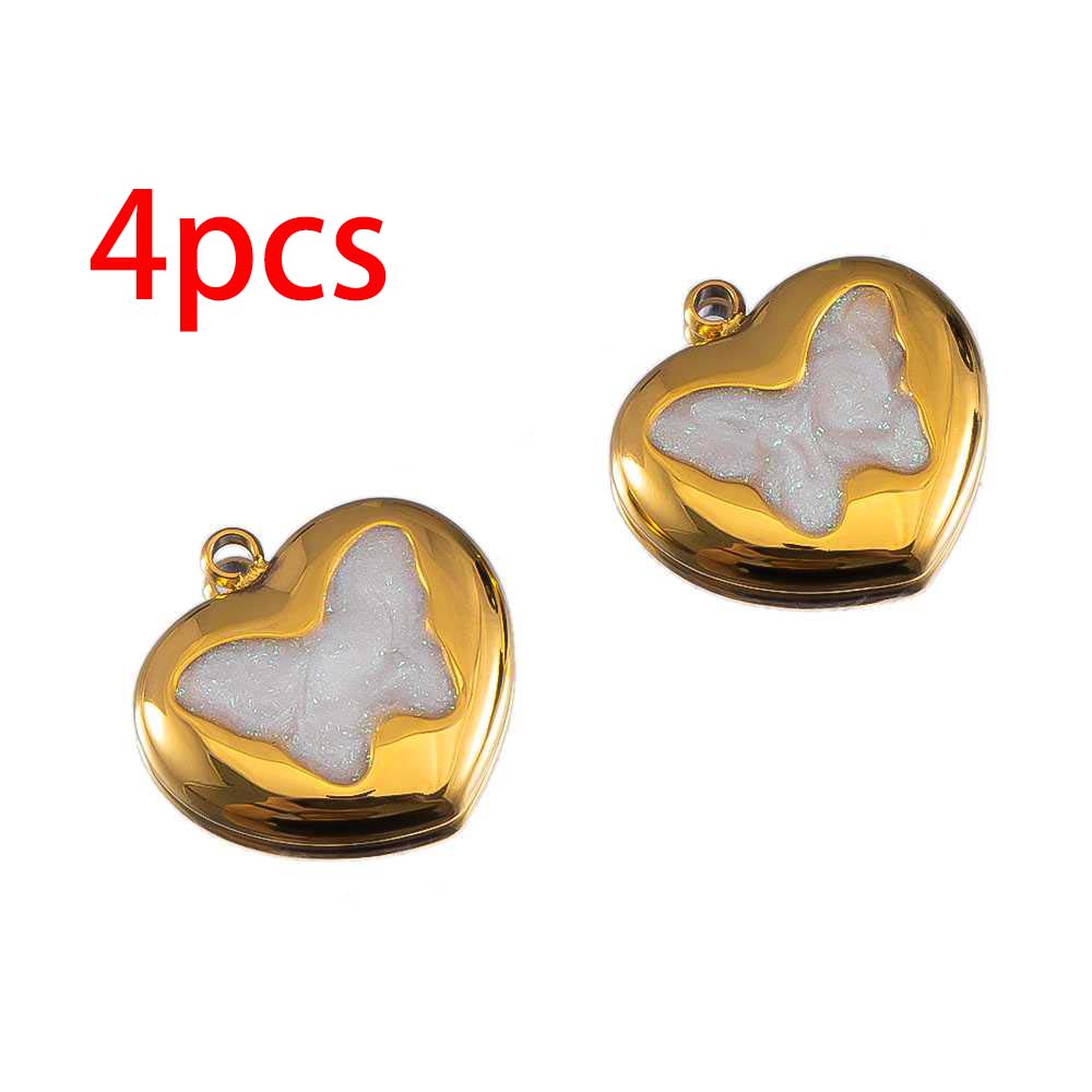 4-8pcs Stainless Steel Enamel Star Heart Eye Shell Sun Round Random Charm Base Anklet Pendant DIY Earring Necklace Jewelry Makin