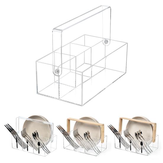 Utensil Holder Fork Spoon Organizer Durable Construction Large Capacity Transparent Design Tableware Storage Box Flatware Caddy