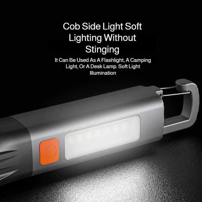 High-intensity flashlight, long-range outdoor long-lasting flashlight, portable mini zoom light, side light warning