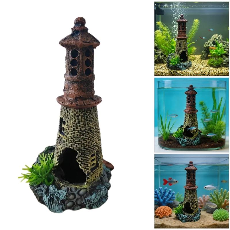 Harze Aquarien Leuchtturm Dekoration Handbemalt Aquarien Ornament Szenen Büros Ornament Skulptur