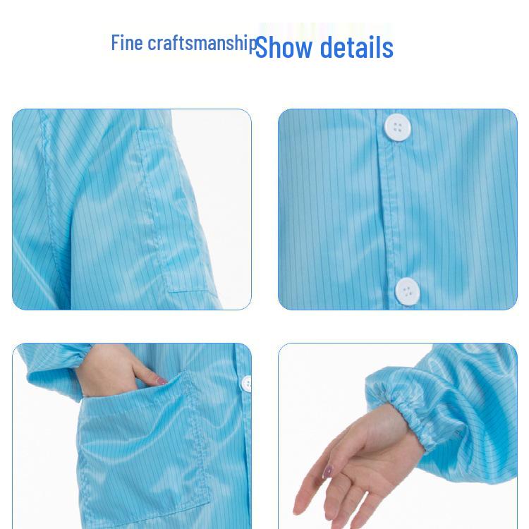 Static-free Lab Coat: Anti-static Dustproof Suit & Cleanroom Workwear in White, Blue, Pink - Available in Men's & Women's Styles