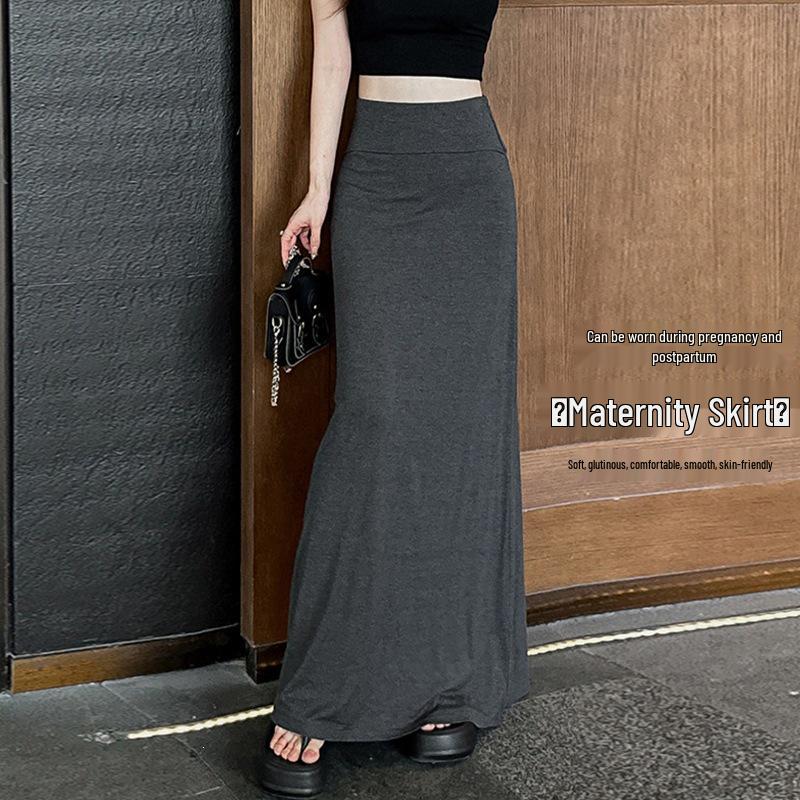 2026 Summer Maternity Strapless High-Waisted A-Line Skirt: Lightweight, Wide-Hem, and Loose Fit XL чёрный