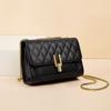 Women's Leather Single-shoulder Bag, Crossbody Small Square Bag, Diamond-shaped Chain Bag