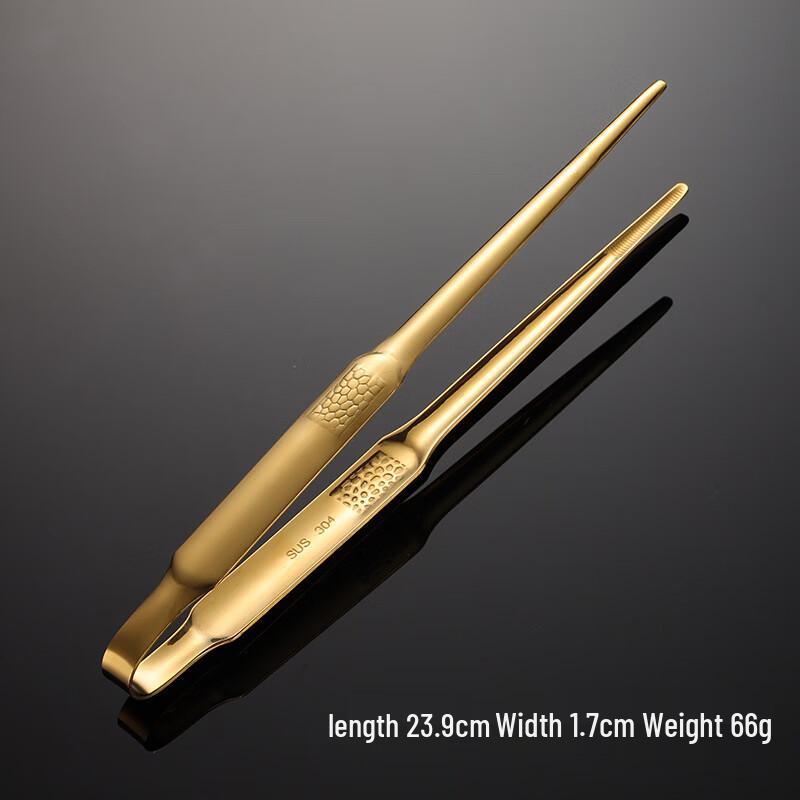 

Golden 10-inch Pointed 304 Stainless Steel Food Tongs