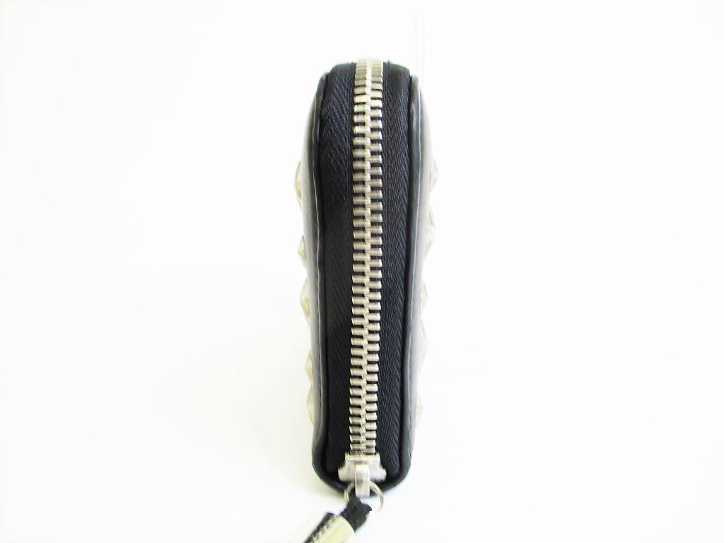 Authentisches Jimmy Choo Metallsterne Schwarzes Leder Rundes Reißverschluss-Portemonnaie FILIPA #8222 Gebraucht