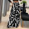 Color Blocking High Printed Wide Leg Pants Color Matching High Waist Loose Pants Women's