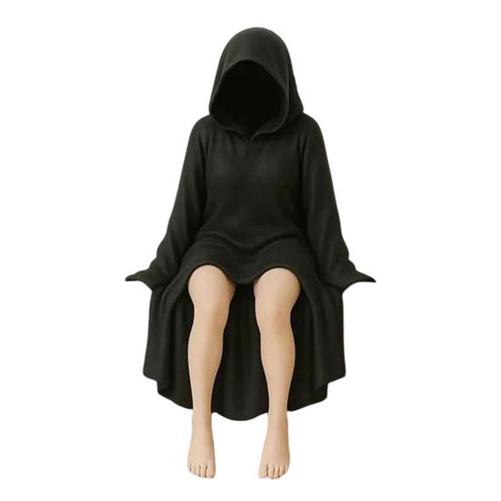 Gothic Bookshelf Sculpture Sexy Black Robe Female Figure Resin Spooky Woman Figurine for Halloween Desktop Decoration