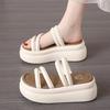 Small man with thick soles and two sandals for women to wear outside 2025 summer new fairy wind heightening slippers muffin beach shoes