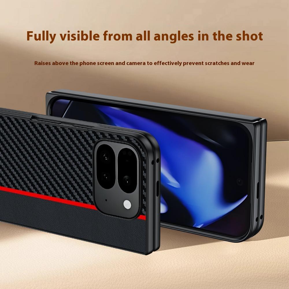For Google Pixel 10 Pro Fold Case Carbon Fiber Texture Leather + PC Anti-Drop Folding Phone Cover