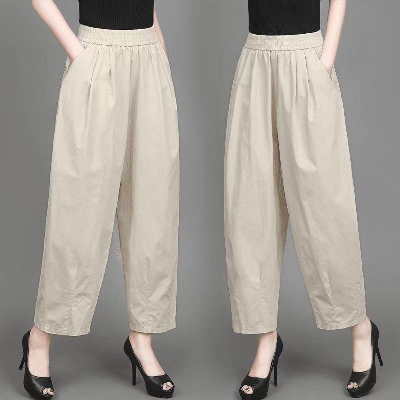 

Women s Elastic Waist High-Waisted Loose Lantern Pants - Plus Size, Slimming, Thin Wool Balloon Style L (Recommended 106-130 lbs)