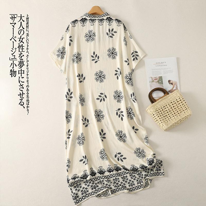 Short Sleeve Plus Size Cotton Vintage Floral New In Dresses for Women Casual Loose Long Summer Dress
